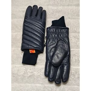 Vintage Kombi Ski Outdoor Gloves Ladies Navy Leather Motorcycle Prime Down /Foam